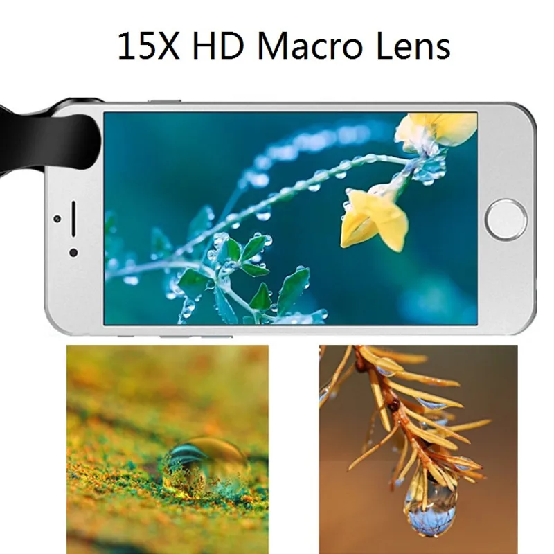Портативный 4k объектив камеры высокого разрешения 15X макро Lense широкоугольный объектив Профессиональный Универсальный зажим на Объективы для телефона для huawei samsung