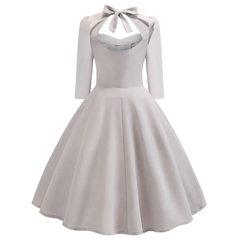 Joineles, 3 однотонных цвета, Свинг, рокабилли, Vestidos, половина рукава, Ретро стиль, платье из хлопка, женское платье, офисный халат, платье