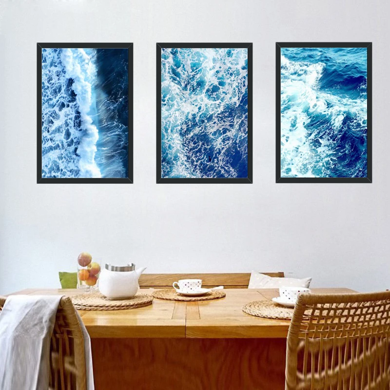 

No Framed Wall Picture Modern Art Watercolor Canvas Prints Blue Seascape Poster Home Decor Painting For Living Room