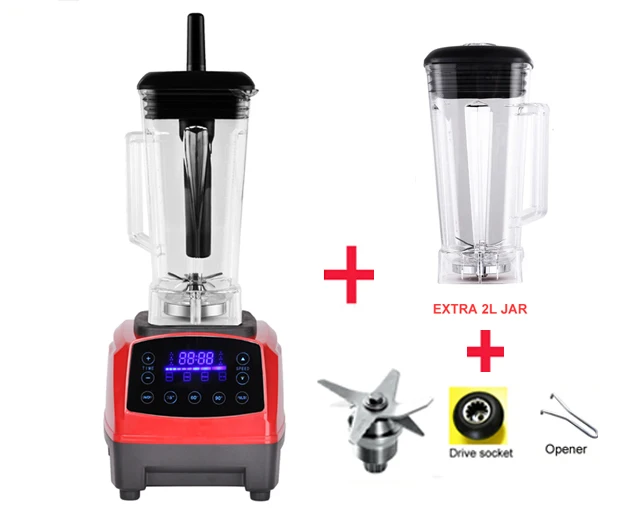 Red jar full parts Автоматический цифровой умный таймер, программа 2200 Вт, мощный блендер, миксер, соковыжималка, Кухонный комбайн, ледяной смузи, бар, фрукты - Цвет: Red jar full parts