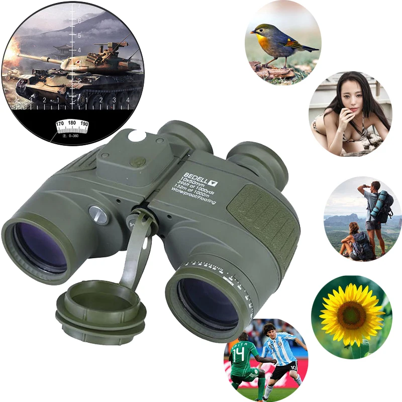 10x50 Военный компас открытый водонепроницаемый ночного видения Телескопы бинокль походный бронирующий Портативный Кемпинг охотничья оптика