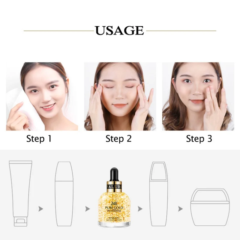 Новый покрытыем цвета чистого 24 каратного золота увлажняющий крем эссенция уход