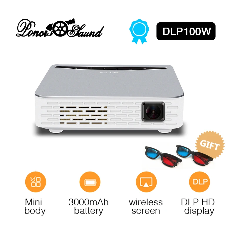 Poner saund DLP100W карман проектор HD DLP 150 ANSI люмен Высокая яркость Micro беспроводной