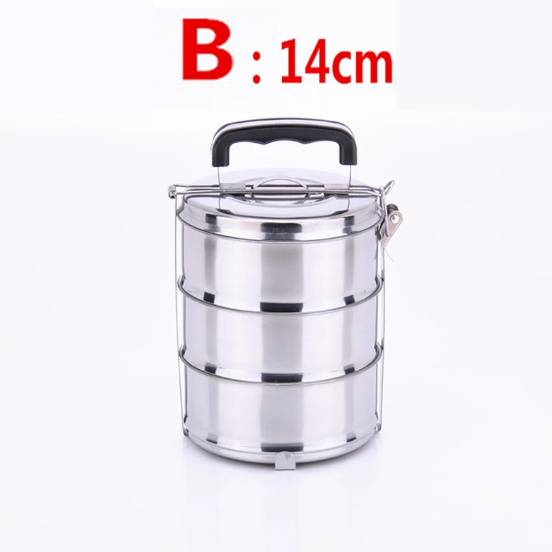 Silver 3 layers B Пищевой контейнер из нержавеющей стали 304, японский стиль, большой, для взрослых, студентов, портативный Ланчбокс, металлический контейнер для пикника, для школьных бенто - Цвет: Silver 3 layers B