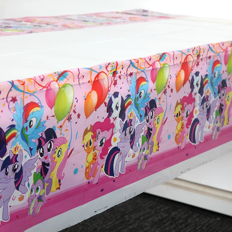 1,08x1,8 м My Little Pony, Детские принадлежности для дня рождения, мультяшная скатерть с изображением лошадей, покрытие на стол, карта, вечерние украшения для детского душа, 1 шт