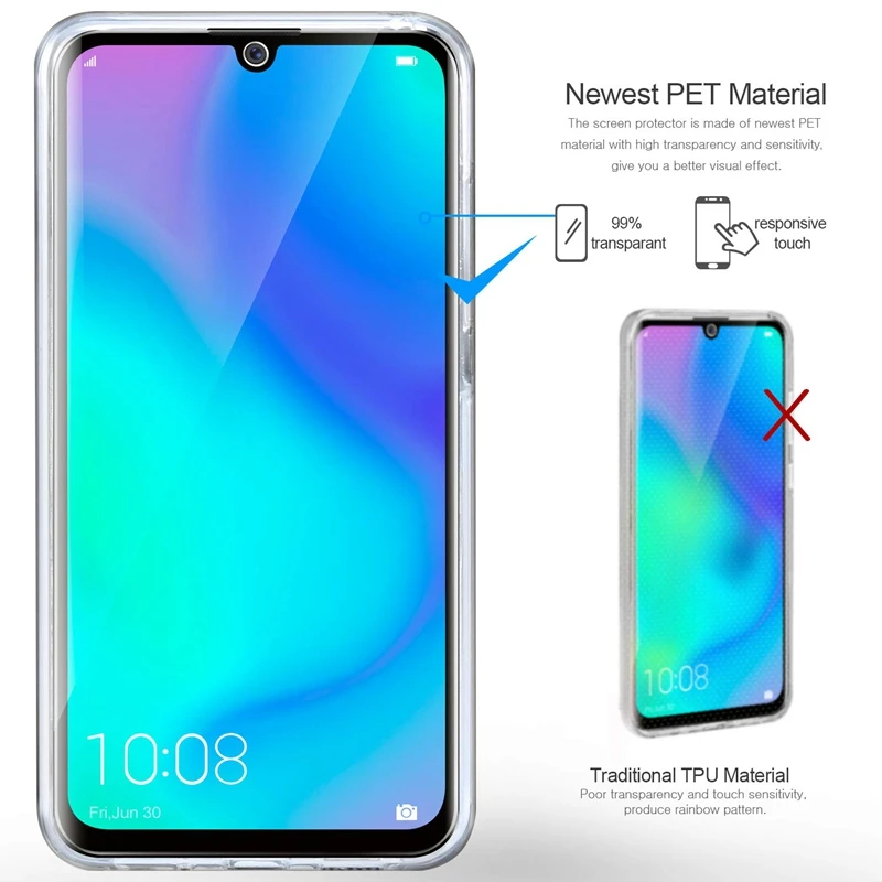 Передний чехол из ТПУ ПК чехол для huawei P30 P20 P8 Lite Y5 Y6 Prime Y7 Y9 P Smart Коврики 20 Honor 10 Lite 8A 8C 8X 7A 7C