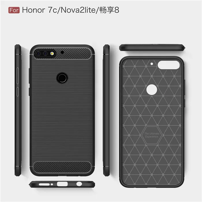 TRISEOLY для Huawei Y7 Prime 2018 чехол из углеродного волокна матовый ТПУ Резиновая задняя