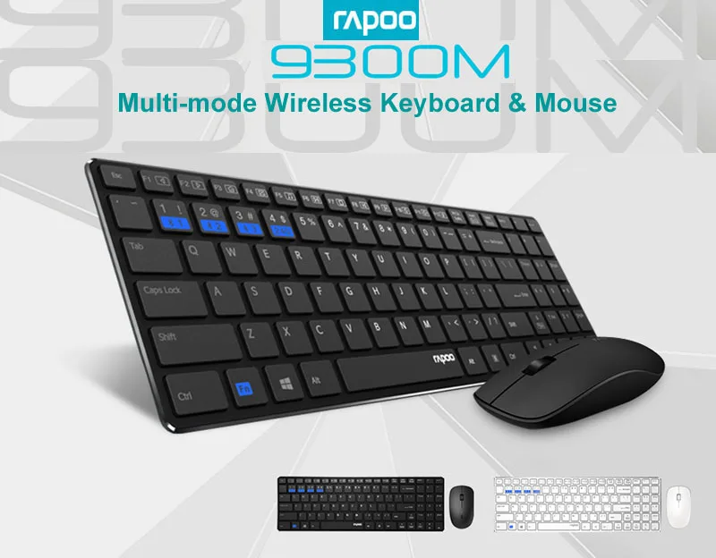 Rapoo 9300P 4,9 мм Ультра тонкая портативная Бесшумная беспроводная клавиатура и мышь, русский покупатель с бесплатной русской наклейкой на клавиатуру