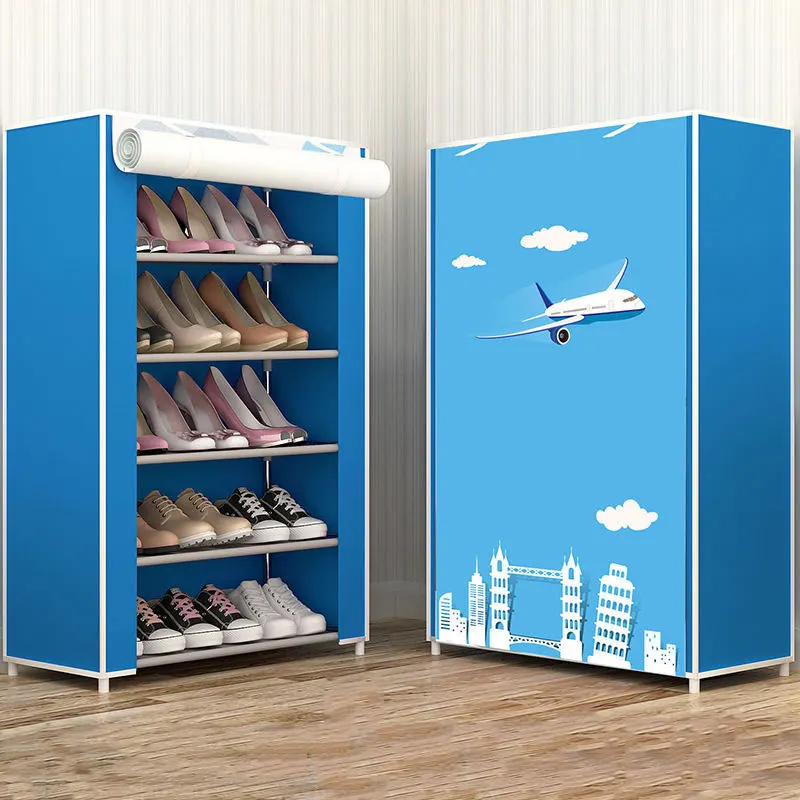 Шестислойный домашний пыленепроницаемый шкаф для обуви нетканый тканевый