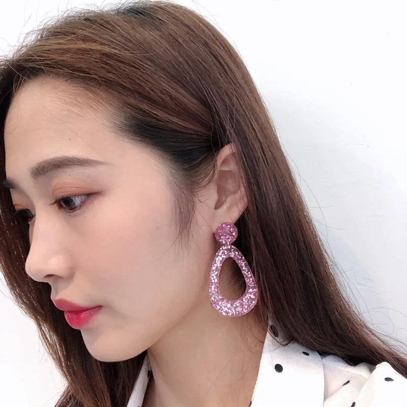 

Resin Pink Earrings Party Earrings Sequin Stud Earrings Hollow Water Drop for Women Girls Lady Birthday Gift Fashion Korean