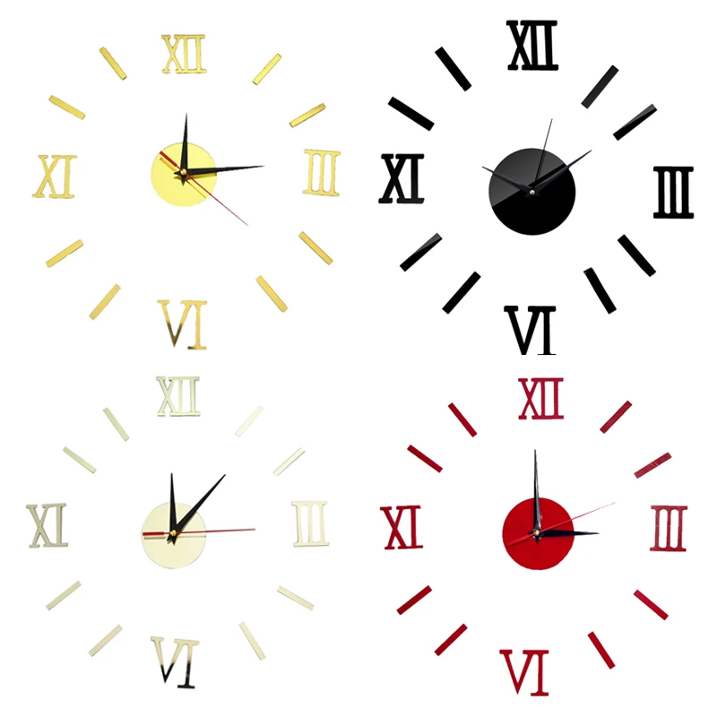 Акриловые 3D настенные часы с римскими цифрами иглами наклейки DIY зеркальные