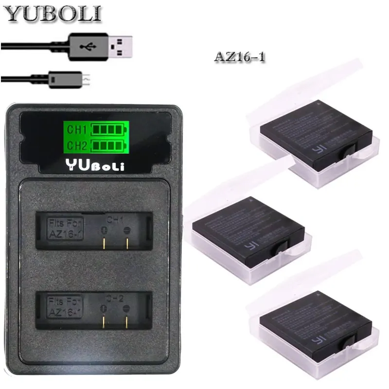 charger and 3battery 1400 мАч батарея для оригинального Xiaomi Yi II Xiami yi 4 k батареи+ светодиодный USB 3 слота зарядное устройство для Xiaoyi Yi Lite экшн-камеры - Цвет: charger and 3battery