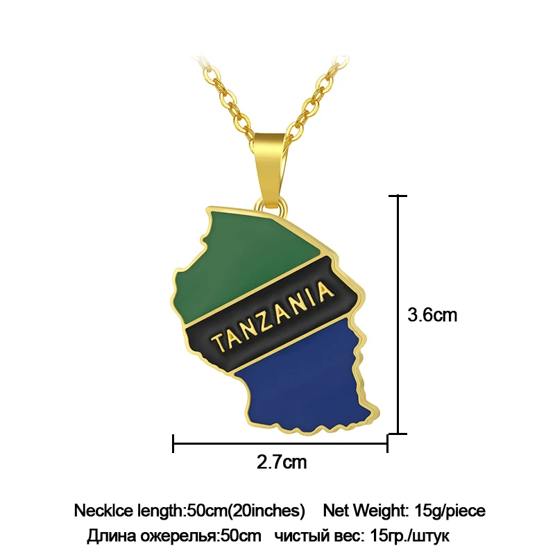 Ожерелье SONYA с картой Танзании для женщин и мужчин новое украшение золотого цвета