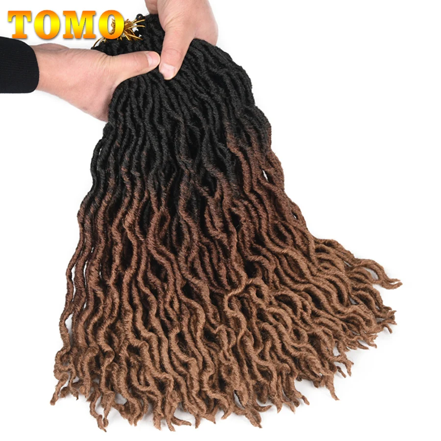 TOMO Ombre Faux Locs Curly вязанные крючком волосы для женщин 24 пряди блонд крючком косички богиня Locs 18 дюймов синтетические плетеные волосы