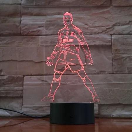 Футболист Криштиано Роналду фигура Usb 3d светодиодный ночник сенсорный датчик 7 цветов меняющийся Настольный светильник прикроватный футбольный светильник s