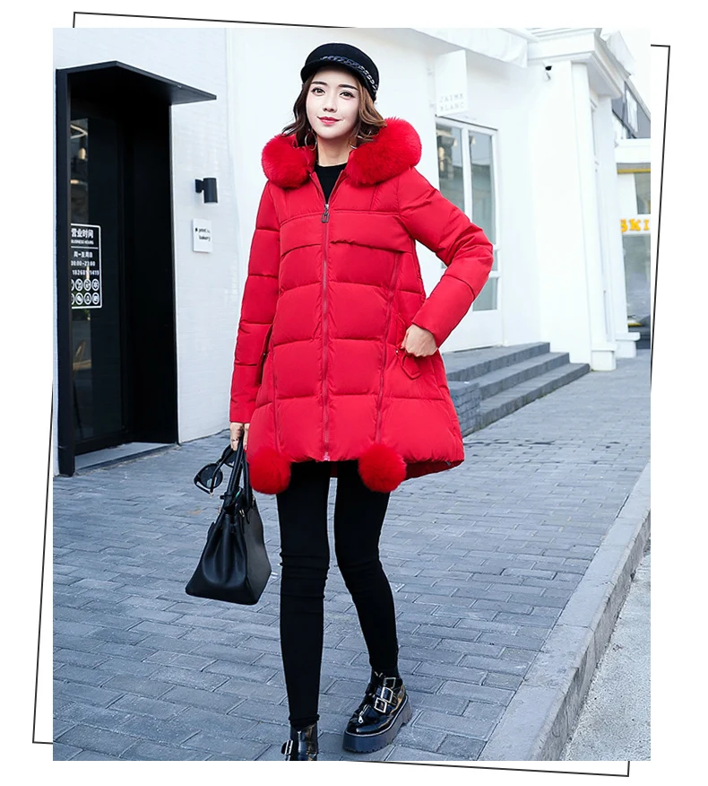 Зимние модные куртки Женская парка куртка Женская средней длины парка меховое пальто с капюшоном женская хлопковая куртка Abrigos Mujer
