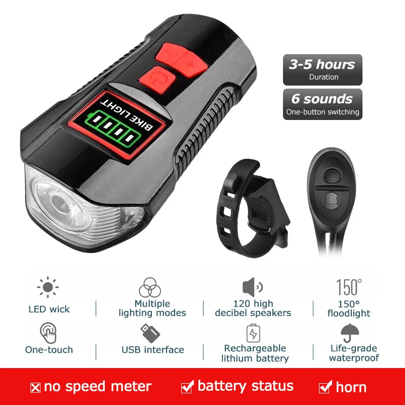 Upgrade Edition Red Водонепроницаемая велосипедная фара зарядка через usb велосипед передний свет фонарик руль управления для мотоциклов велосипедный фонарик для головы w/рог скорость метр ЖК дисплей экран - Цвет: Upgrade Edition Red
