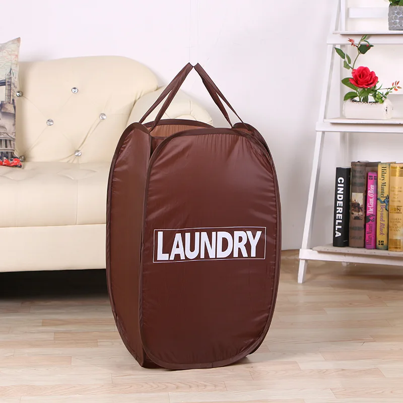 no mesh coffee Foldable Pop Up Laundry Basket Washing Clothes Bag Hamper Nylon Mesh Storage Basket - Цвет: no mesh coffee
