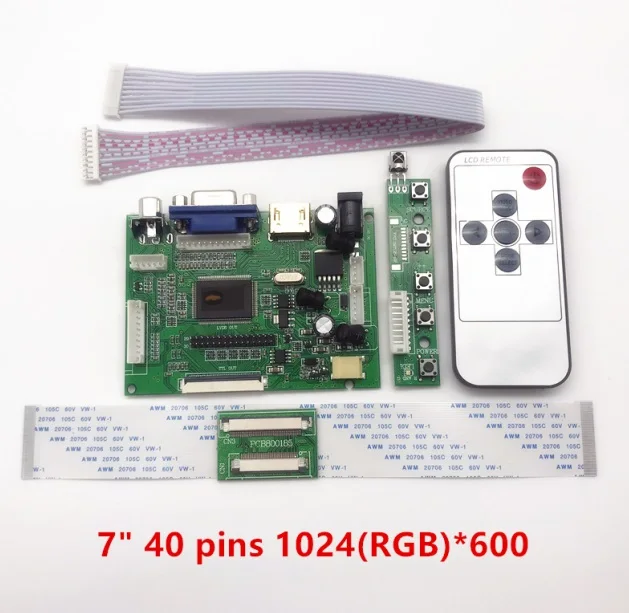 7inch 40pin1024X600 Плата контроллера с ЖК-дисплеем ttl LVDS HDMI VGA 2AV 50 PIN для AT070TN90 92 94 Поддержка автоматически Raspberry Pi плата драйвера - Цвет: 7inch 40pin1024X600