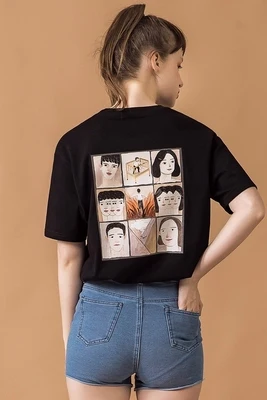 TANTO/2019 г. Новая модная футболка весенне летняя хлопковая черного и белого цвета с