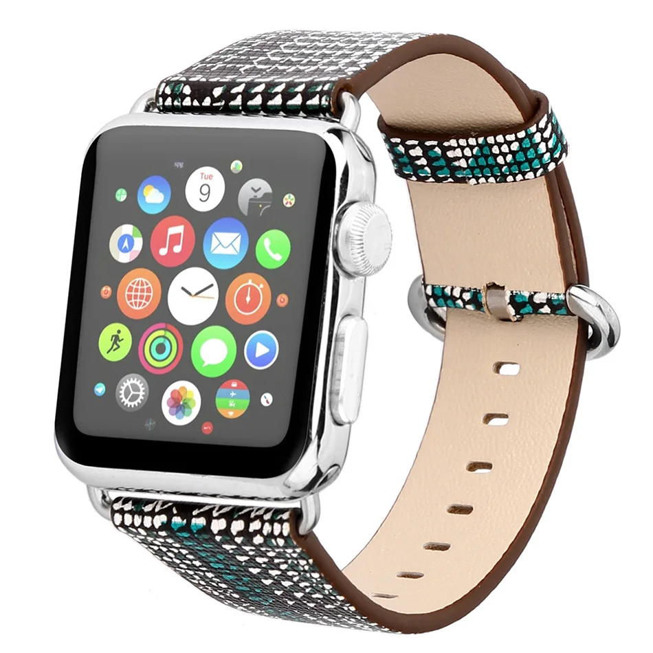 Ремешок из натуральной кожи для Apple Watch Band 42 мм 44 40 женский браслет с узором в виде