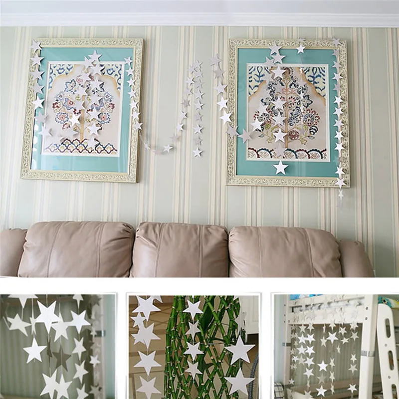 Бумажные гирлянды в форме пятиконечной звезды 4 м для свадебной вечеринки