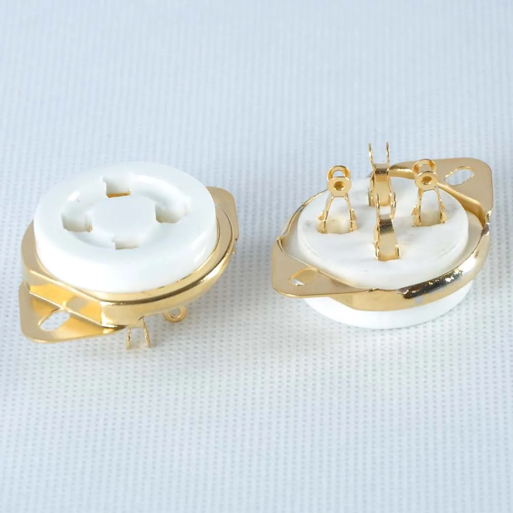 

5pcs Gold Plate 2A3 300B 45 50 71 80 6A3 UX4 Base Top 4Pin Ceramic Tube Socket
