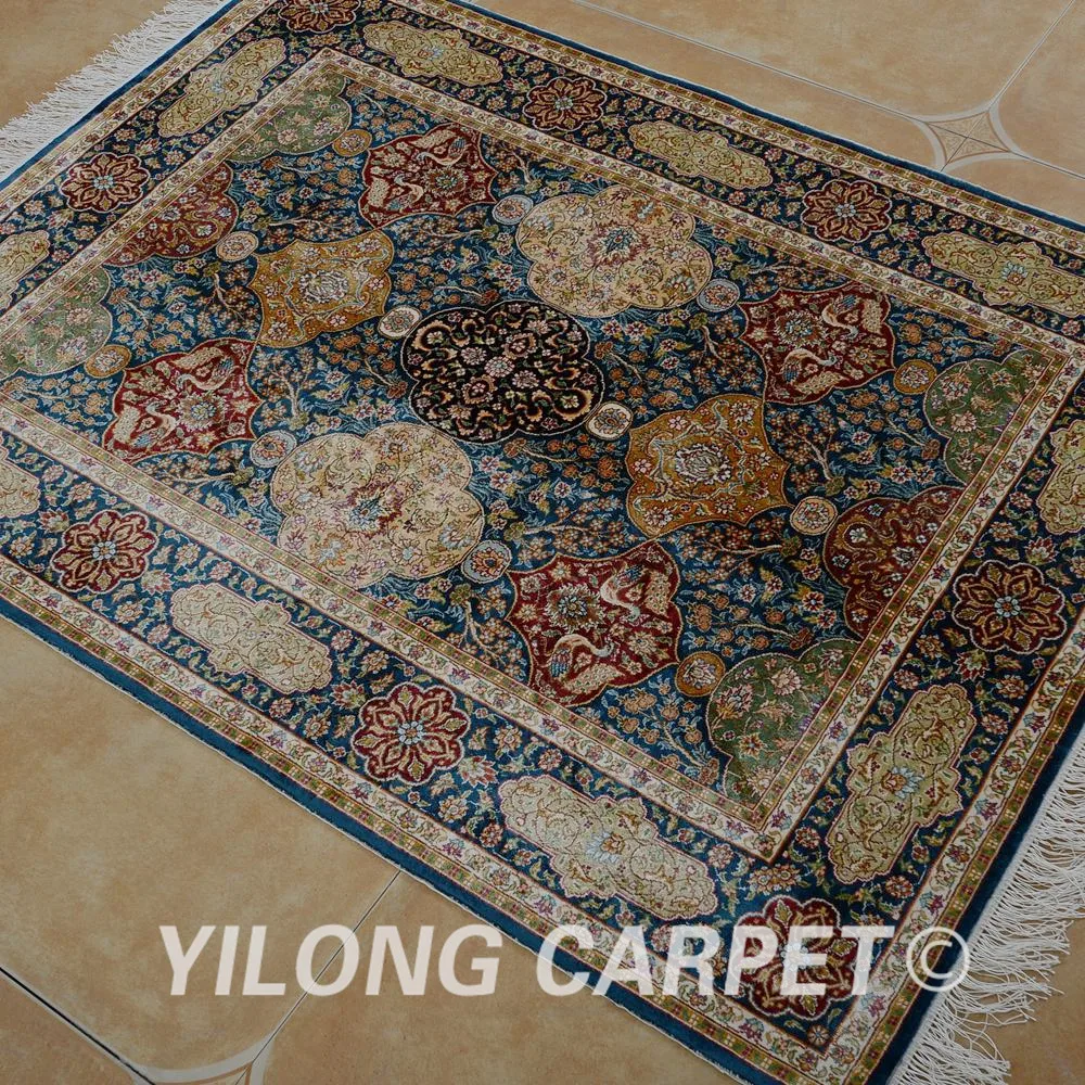 Yilong 3 'x 4' Античный Восточный темно-синий Древо жизни ковер изысканные