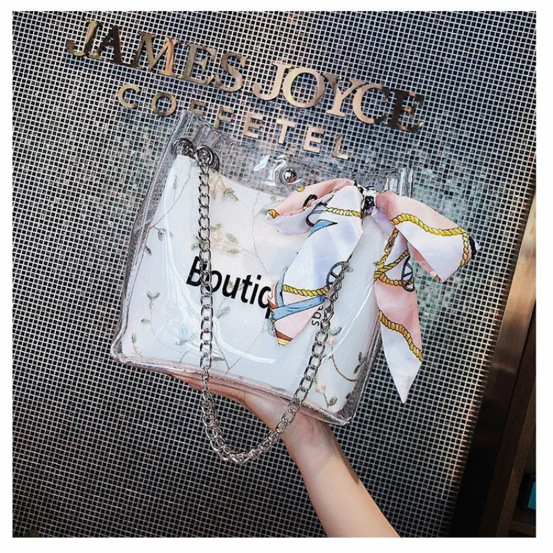 Сумка на плечо из ПВХ прозрачная с надписью 2019|Сумки ручками| |