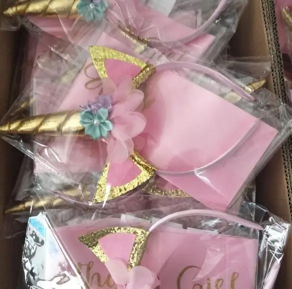 Набор рогов для девочек на день рождения блестящая повязка голову с золотыми