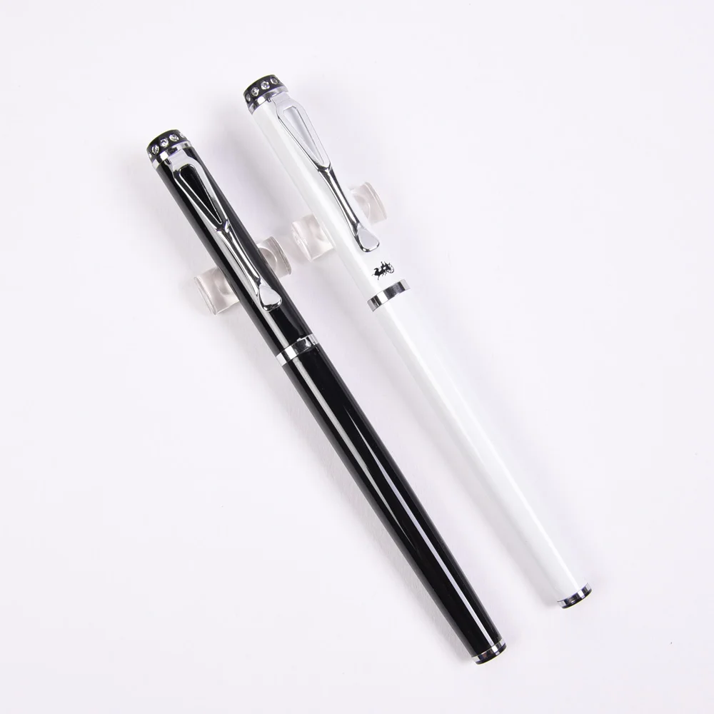 2Pcs 301 pens 2 шт./лот Jinhao роскошный черный белый дополнительный тонкий наконечник 0,38 мм авторучка металлическая чернильная ручка для письма парные ручки для подарка - Цвет: 2Pcs 301 pens