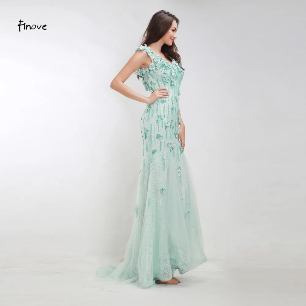 Finove Floral Appliques Beading Evening Dresses 2019 Winter-Fall New Styles Mermaid Floor-Length Long Women's for Formal | Свадьбы и