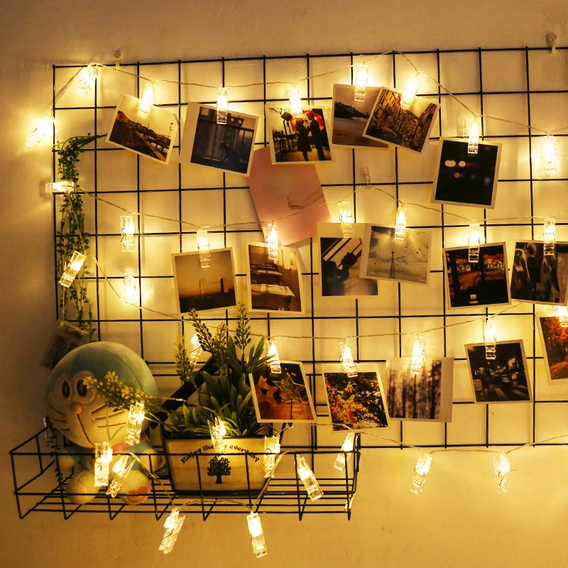 Photo Clip Holder USB LED String Lights 1.5M 3M 6M Fairy Battery Operated Garland Christmas Decoration Party Wedding Xmas | Лампы и