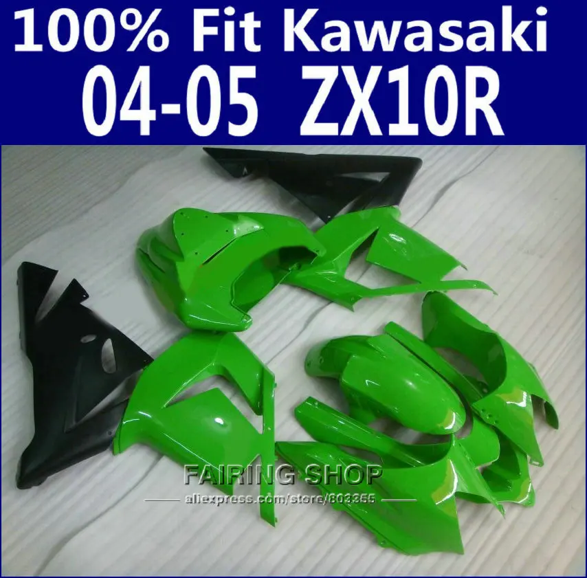 Зеленые Обтекатели для Kawasaki Ninja zx10r zx 10r 2004 2005 04 05 Бесплатная Настройка комплект