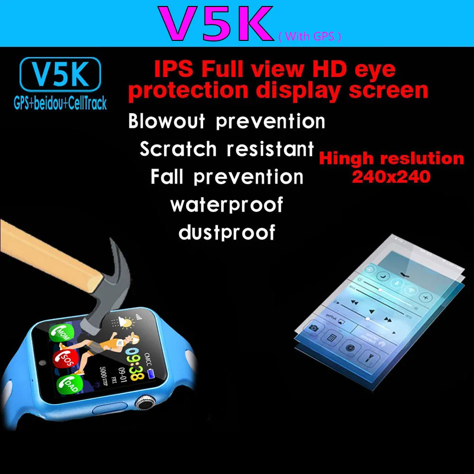 V5K GPS Смарт часы, V5+ V5 Plus LBS, Детская безопасность анти-потеря трекер жизни водонепроницаемый 1,54 ''экран Камера ребенок безопасный SOS часы