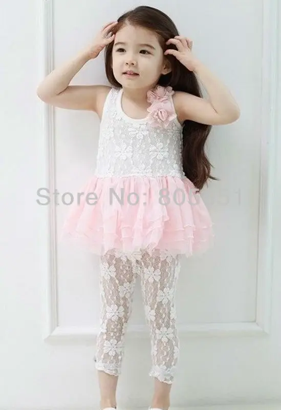 Новые Девушки Mini Dress Рукавов Футболки Брюки Леггинсы Летом Наряды 2-7 Лет Дети