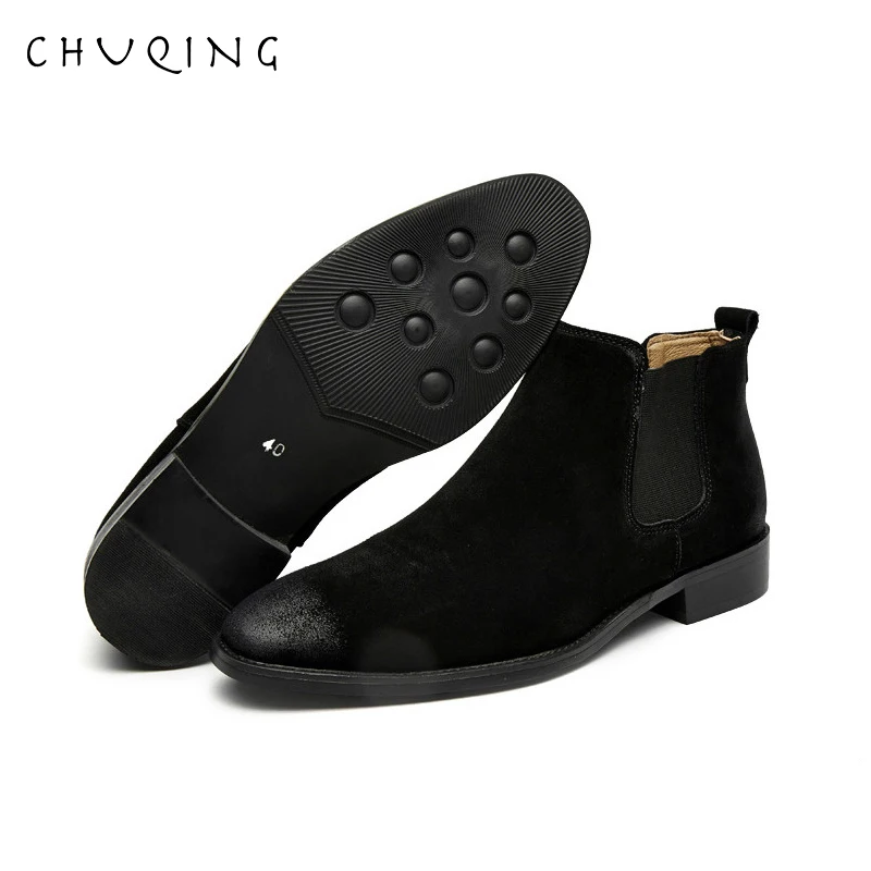 CHUQING мужские кожаные ботинки челси Модные ботильоны высокого качества мягкие
