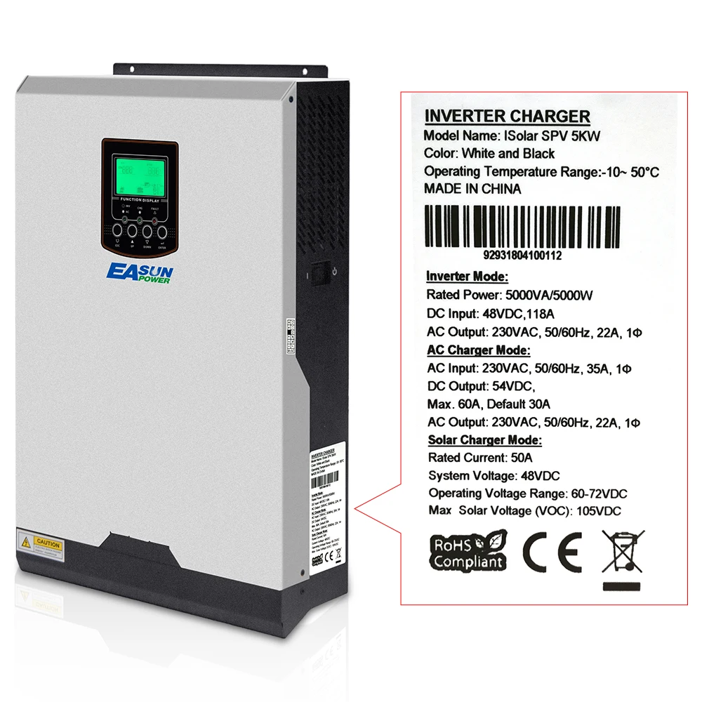 Источник питания Easun 5000 W солнечный инвертор 50A PWM решеточный 5Kva чистая