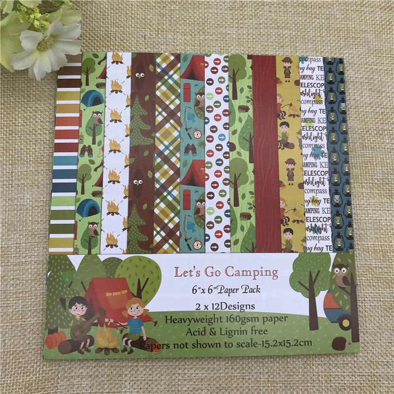 6 &quotX6&quot Let Go Кемпинг Узорчатая бумага Скрапбукинг бумажный пакет ручной работы