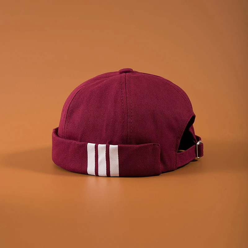Мужская Летняя хлопковая кепка Skullies без полей, винтажные уникальные уличные портативные головные уборы Docker, многофункциональная шапка Miki Beanie - Цвет: wine red