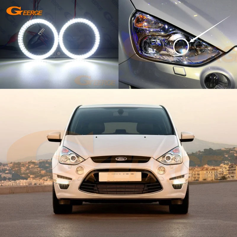 Для Ford S-Max S Max 2006- ксеноновый головной светильник smd комплект светодиодов «глаза ангела» Дневной светильник отличное Ультра яркое освещение DRL