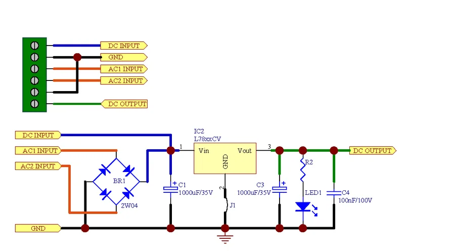 Напряжение печатная плата регулятора для LM317 или 78xx серии IC
