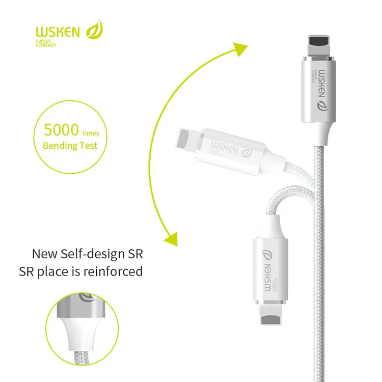WSKEN Lite 2 Металл 3 в 1 для iphone тип c Micro USB Магнитный зарядный кабель зарядное