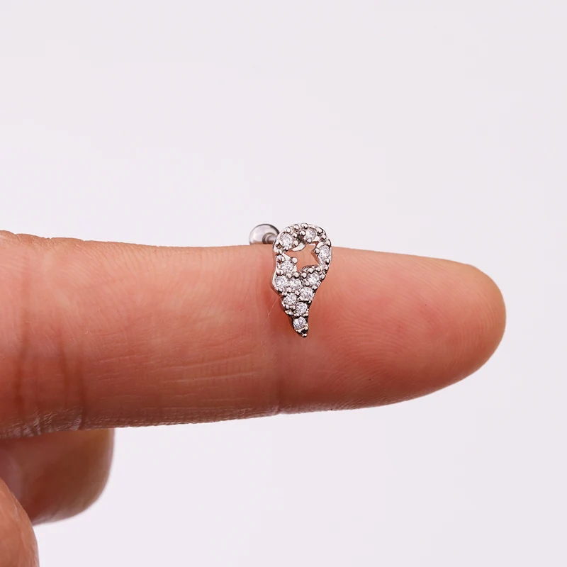 Sellsets 1 шт. красивый цветок выдалбливают крыла треугольник CZ Tragus Daith Helix Rook пирсинг шпильки ювелирные изделия