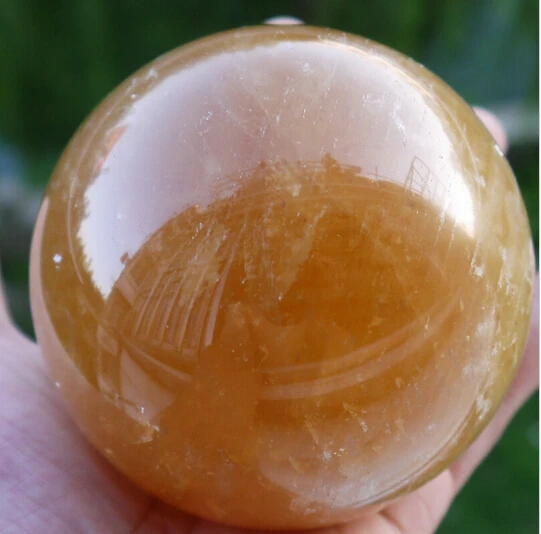 SUIRONG---508 + Натуральный Цитрин Кальцита Кварцевый Сфера Ball Исцеление 70 ММ Подставка