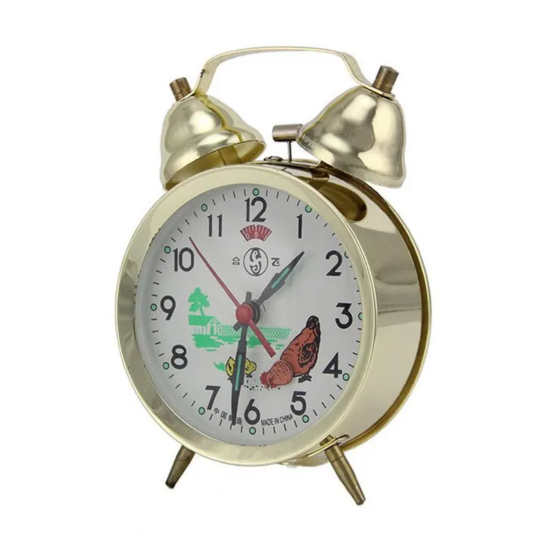 Retro Double Bell Gold Silver Clocks With Backlight Metal Circular Mechanical Clockwork Alarm Clock | Дом и сад
