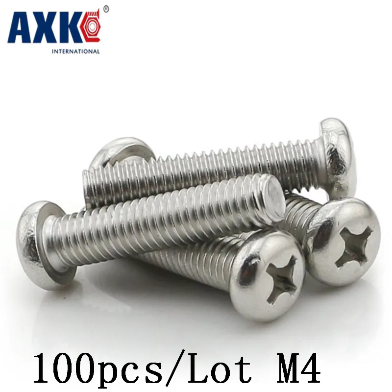 Axk 100 шт./лот Gb818 M4x12 мм M4 * 12 304 винт с крестообразной головкой из нержавеющей стали |