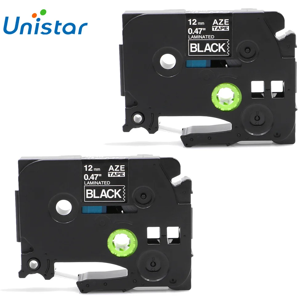 Unistar 2 шт. ленты для этикеток TZe335 совместимые с Brother P touch 12 мм белые на черные TZ