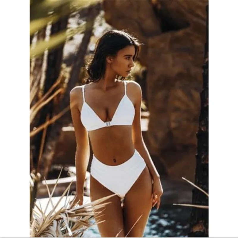Женский комплект бикини сексуальное Бразильское однотонный купальник с низкой