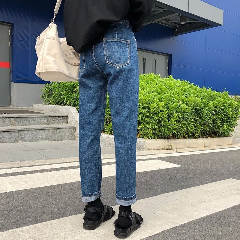 XIZIHUPAN Boyfriend Jeans For Women High Waist Straight Loose Full Length Pants Female Button Trousers Korean Clothes Fashion |